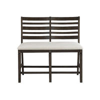 Vicy Counter Height Bench, Beige Fabric Seat, Espresso Brown Base - BM345379