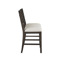 Vicy Counter Height Bench, Beige Fabric Seat, Espresso Brown Base - BM345379