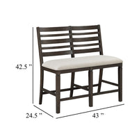 Vicy Counter Height Bench, Beige Fabric Seat, Espresso Brown Base - BM345379
