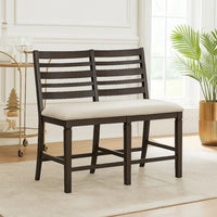 Vicy Counter Height Bench, Beige Fabric Seat, Espresso Brown Base - BM345379