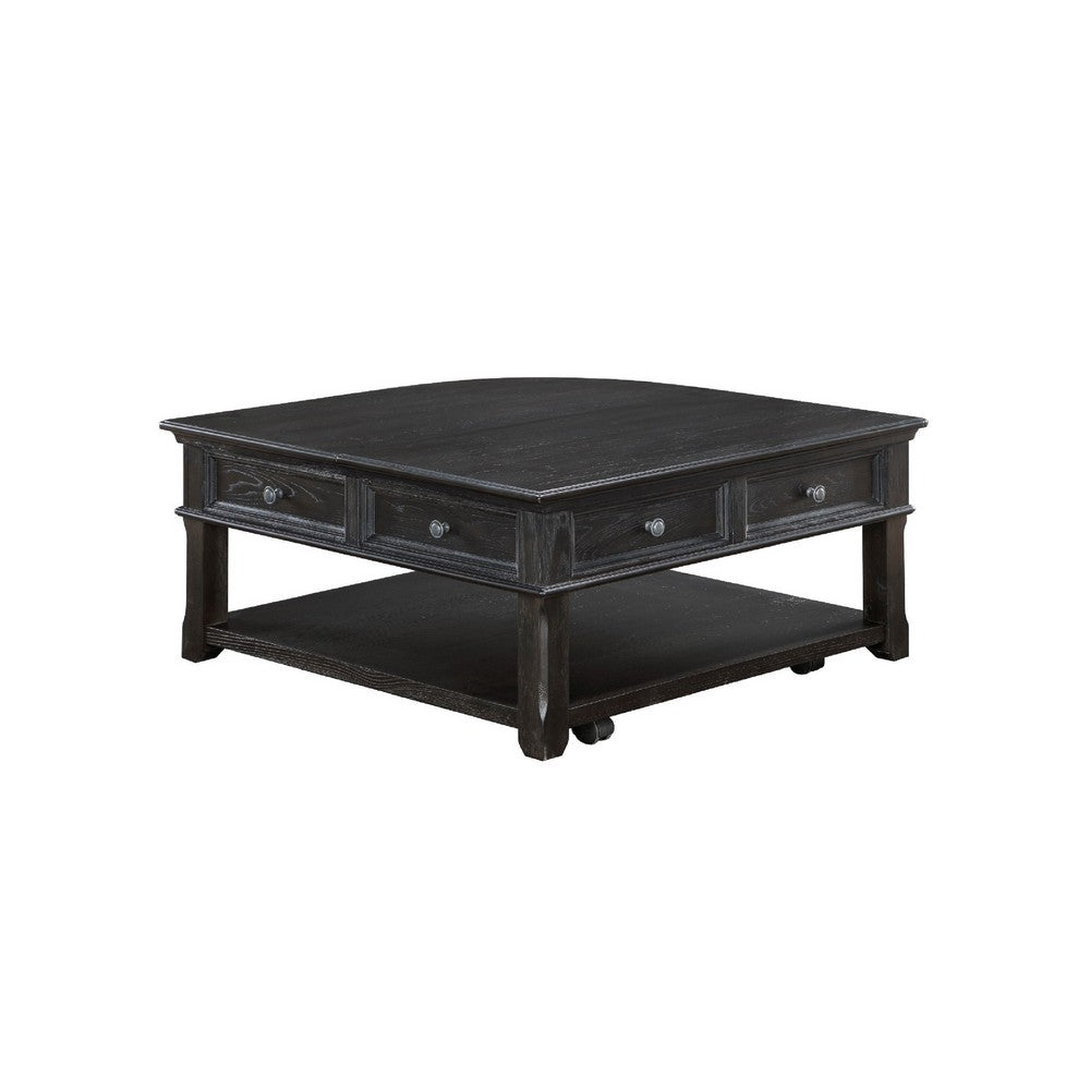 Riel Cocktail Coffee Table w Storage, 38 Inch Lift Top, Charcoal Black - BM345384
