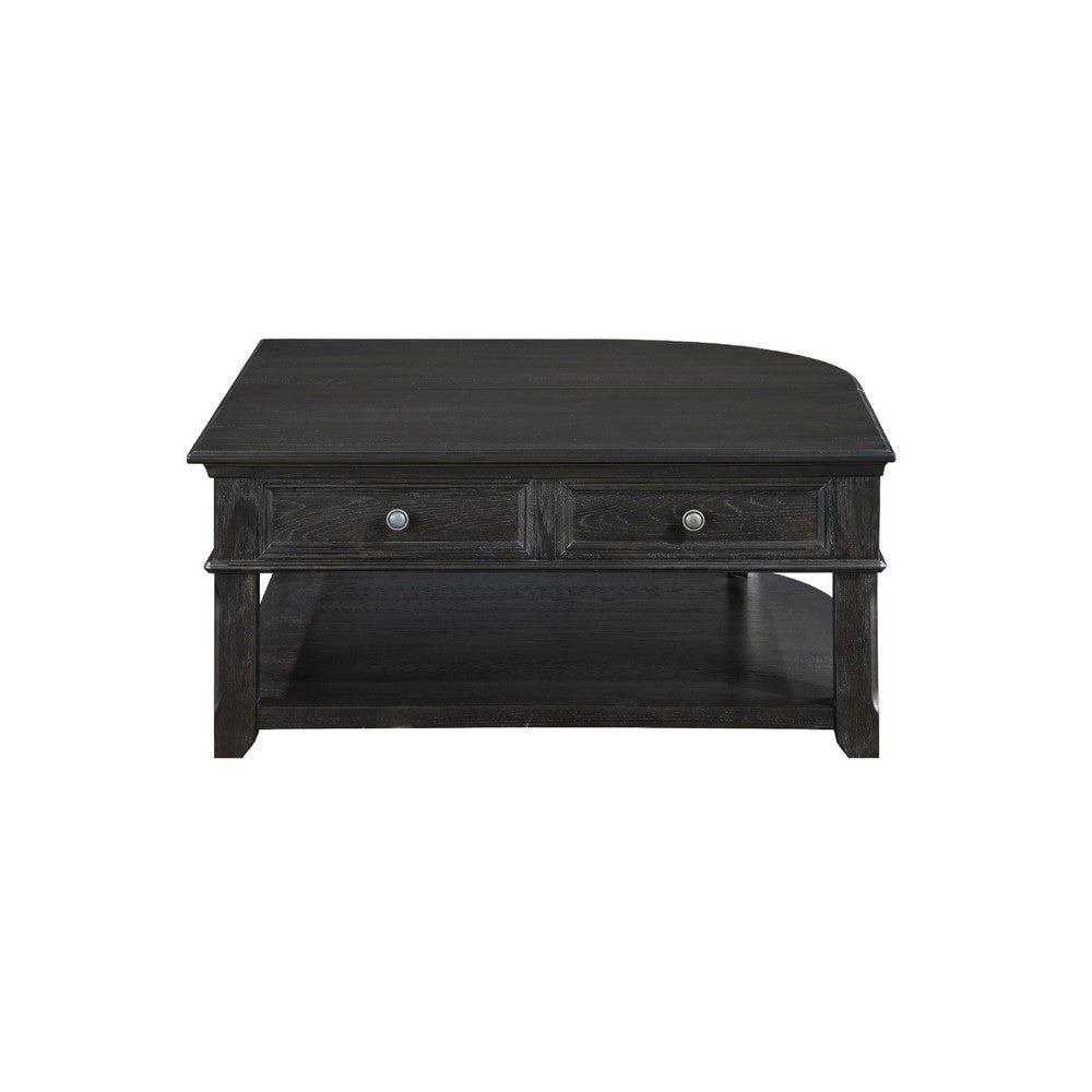 Riel Cocktail Coffee Table w Storage, 38 Inch Lift Top, Charcoal Black - BM345384
