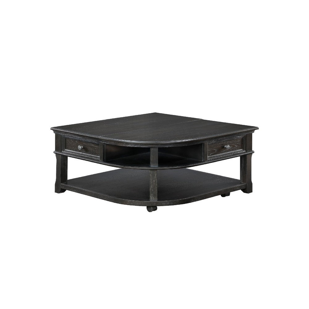 Riel Cocktail Coffee Table w Storage, 38 Inch Lift Top, Charcoal Black - BM345384