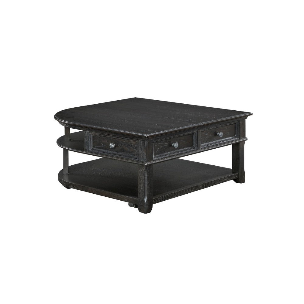 Riel Cocktail Coffee Table w Storage, 38 Inch Lift Top, Charcoal Black - BM345384