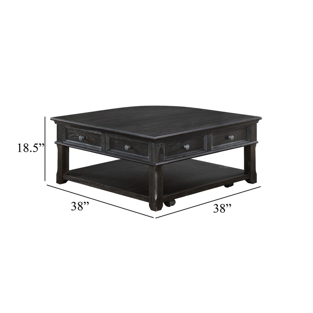 Riel Cocktail Coffee Table w Storage, 38 Inch Lift Top, Charcoal Black - BM345384