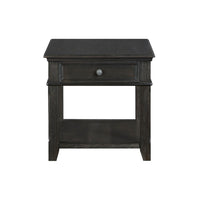 Riel Side End Table w USB Port, 27 Inch Top, 1 Drawer, Charcoal Black - BM345385