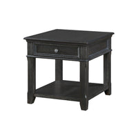 Riel Side End Table w USB Port, 27 Inch Top, 1 Drawer, Charcoal Black - BM345385