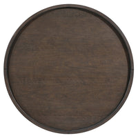 Azy Coffee Table, 36 Inch Round Top, Gold Capped Legs, Dark Brown  - BM345386