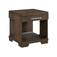 Duny Side End Table, 24 Inch Top, 1 Drawer with Handle, Espresso Brown - BM345388