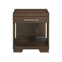 Duny Side End Table, 24 Inch Top, 1 Drawer with Handle, Espresso Brown - BM345388