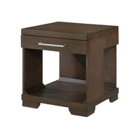 Duny Side End Table, 24 Inch Top, 1 Drawer with Handle, Espresso Brown - BM345388