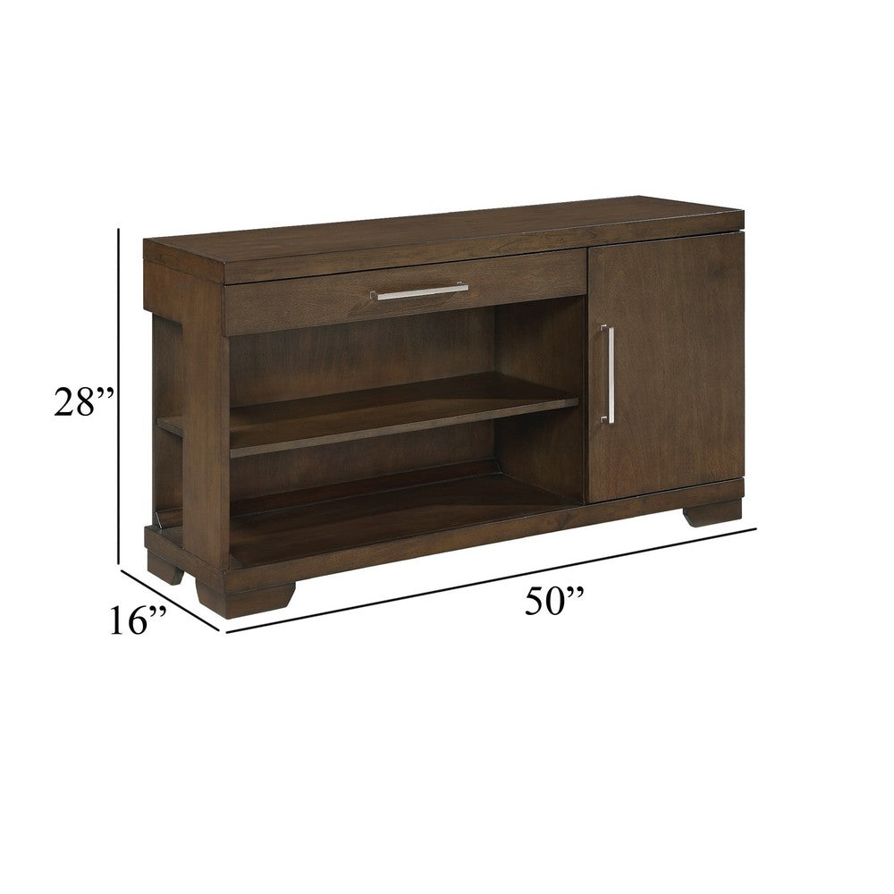 Duny Sofa Console Table, 50 Inch, 1 Drawer with 1 Cabinet, Espresso Brown - BM345389