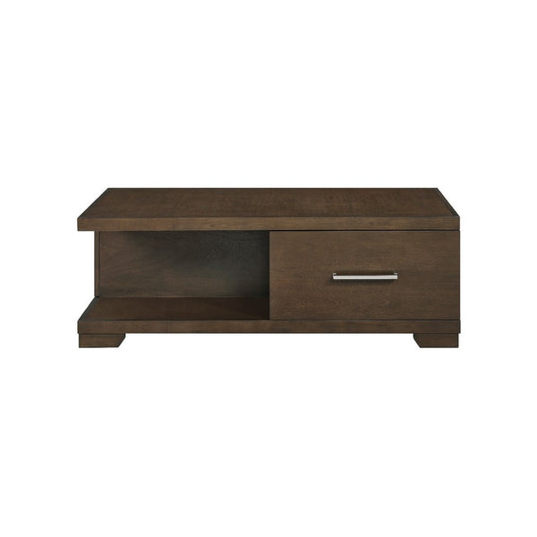 Duny Coffee Table with Open Shelf, 50 Inch, 1 Door, Espresso Brown - BM345390