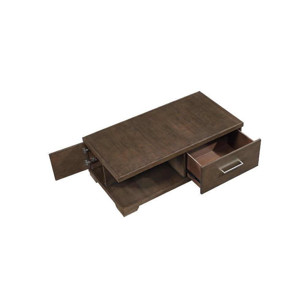 Duny Coffee Table with Open Shelf, 50 Inch, 1 Door, Espresso Brown - BM345390
