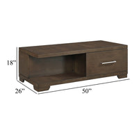 Duny Coffee Table with Open Shelf, 50 Inch, 1 Door, Espresso Brown - BM345390