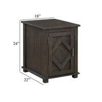 Leky Chairside Table, 22 Inch, 1 Cabinet with Adjustable Shelf, Brown - BM345391