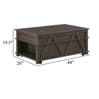 Leky Coffee Table, 44 Inch, 1 Lift Top with Shelf Underneath, Brown - BM345393