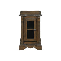 Rox Chairside End Table, 22 Inch, 1 Glass Door w USB A and C Ports, Brown - BM345395