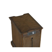 Rox Chairside End Table, 22 Inch, 1 Glass Door w USB A and C Ports, Brown - BM345395
