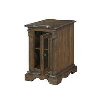 Rox Chairside End Table, 22 Inch, 1 Glass Door w USB A and C Ports, Brown - BM345395