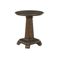 Rox Side End Table, 22 Inch Round Top, Tapered Pedestal Base, Brown - BM345396