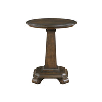 Rox Side End Table, 22 Inch Round Top, Tapered Pedestal Base, Brown - BM345396