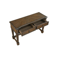 Rox Sofa Console Table, 50 Inch Top, 2 Drawers w Bronze Knobs, Brown - BM345397