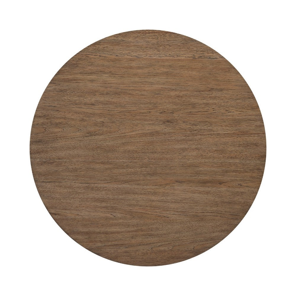 Bly Coffee Table, 42 Inch Round Top, Open X-Base Design, Light Brown - BM345398