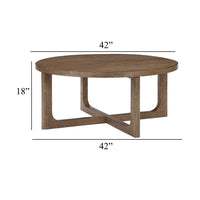Bly Coffee Table, 42 Inch Round Top, Open X-Base Design, Light Brown - BM345398