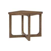 Bly Side End Table, 24 Inch Square Top, X-Base Design, Light Brown - BM345399