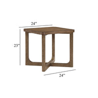 Bly Side End Table, 24 Inch Square Top, X-Base Design, Light Brown - BM345399