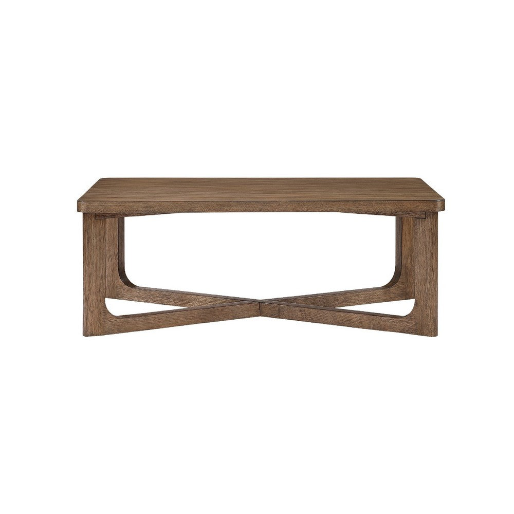 Bly Coffee Table, 48 Inch Rectangle Top, X-Base Design, Light Brown - BM345400