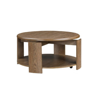 Eli Coffee Table, 40 Inch Round Swivel Top, Lower Open Shelf, Brown - BM345401