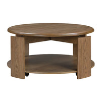 Eli Coffee Table, 40 Inch Round Swivel Top, Lower Open Shelf, Brown - BM345401