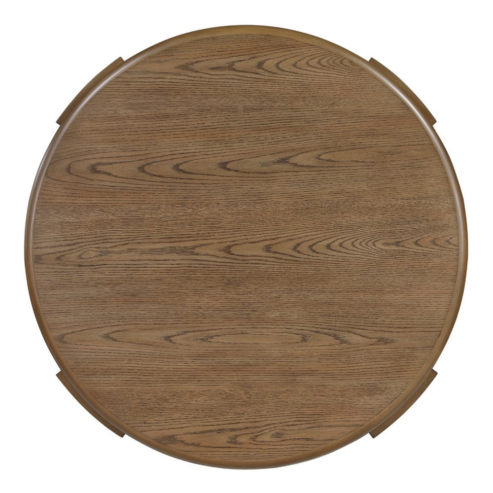 Eli Coffee Table, 40 Inch Round Swivel Top, Lower Open Shelf, Brown - BM345401