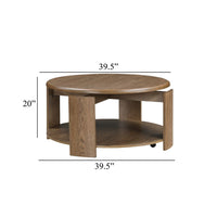 Eli Coffee Table, 40 Inch Round Swivel Top, Lower Open Shelf, Brown - BM345401