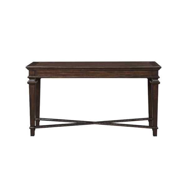 Tabby Sofa Console Table, 56 Inch Top, Cross Stretcher, Espresso Brown - BM345402