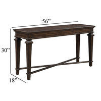 Tabby Sofa Console Table, 56 Inch Top, Cross Stretcher, Espresso Brown - BM345402