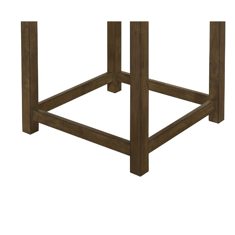 Belinda Corner Table, 22 Inch Top, Stretcher Base, Brown Gray Veneer - BM345403