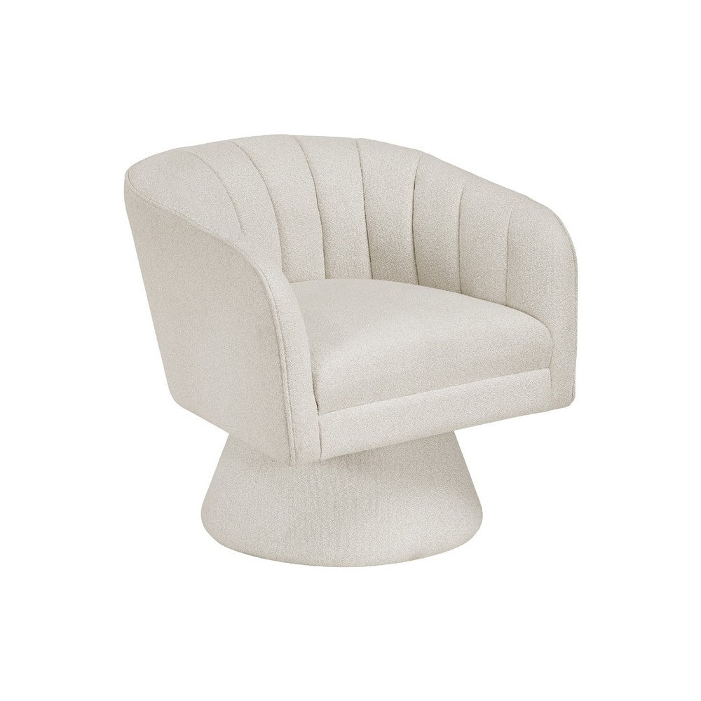 Shea Swivel Accent Chair, Beige Boucle Fabric, Channel Stitched  - BM345404