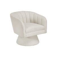 Shea Swivel Accent Chair, Beige Boucle Fabric, Channel Stitched  - BM345404