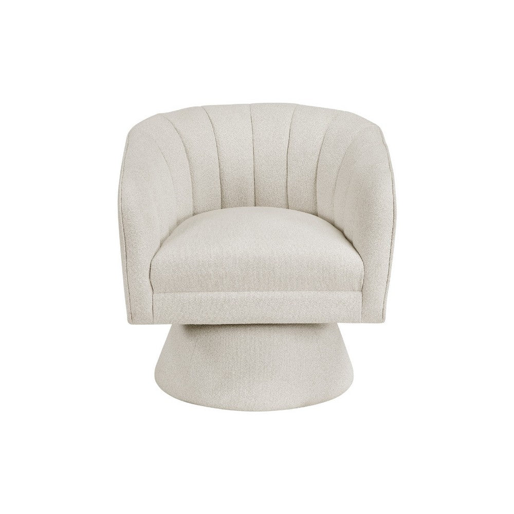 Shea Swivel Accent Chair, Beige Boucle Fabric, Channel Stitched  - BM345404