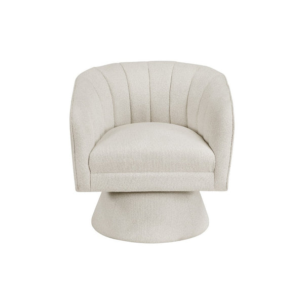 Shea Swivel Accent Chair, Beige Boucle Fabric, Channel Stitched  - BM345404