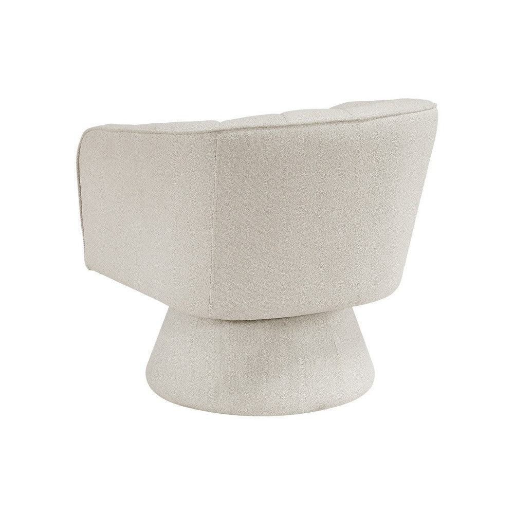 Shea Swivel Accent Chair, Beige Boucle Fabric, Channel Stitched  - BM345404