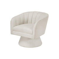 Shea Swivel Accent Chair, Beige Boucle Fabric, Channel Stitched  - BM345404