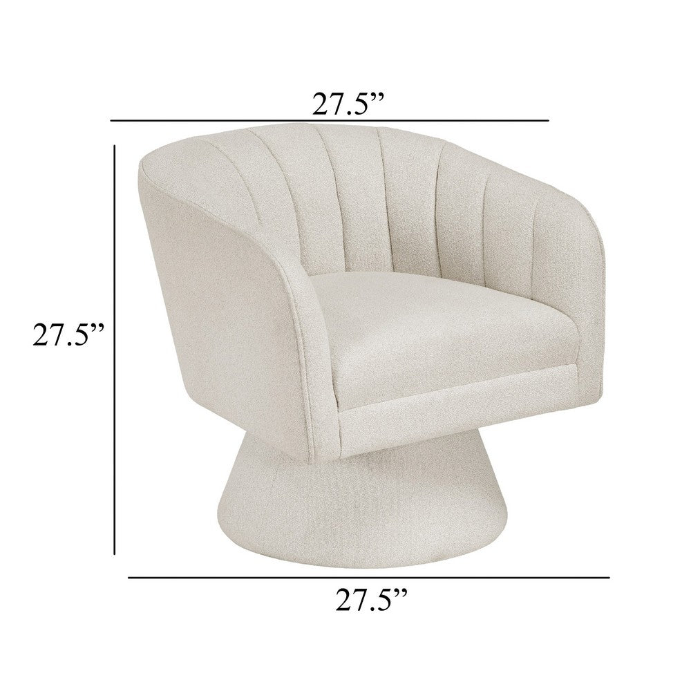 Shea Swivel Accent Chair, Beige Boucle Fabric, Channel Stitched  - BM345404
