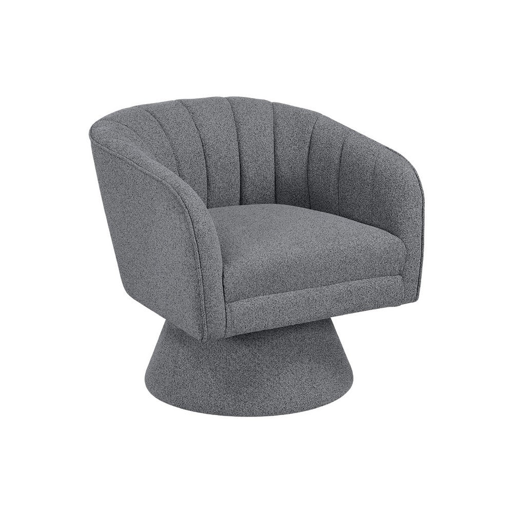 Shea Swivel Accent Chair, Dark Gray Boucle Fabric, Channel Stitched  - BM345405