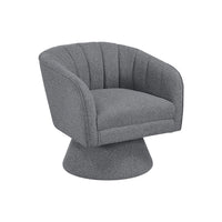 Shea Swivel Accent Chair, Dark Gray Boucle Fabric, Channel Stitched  - BM345405