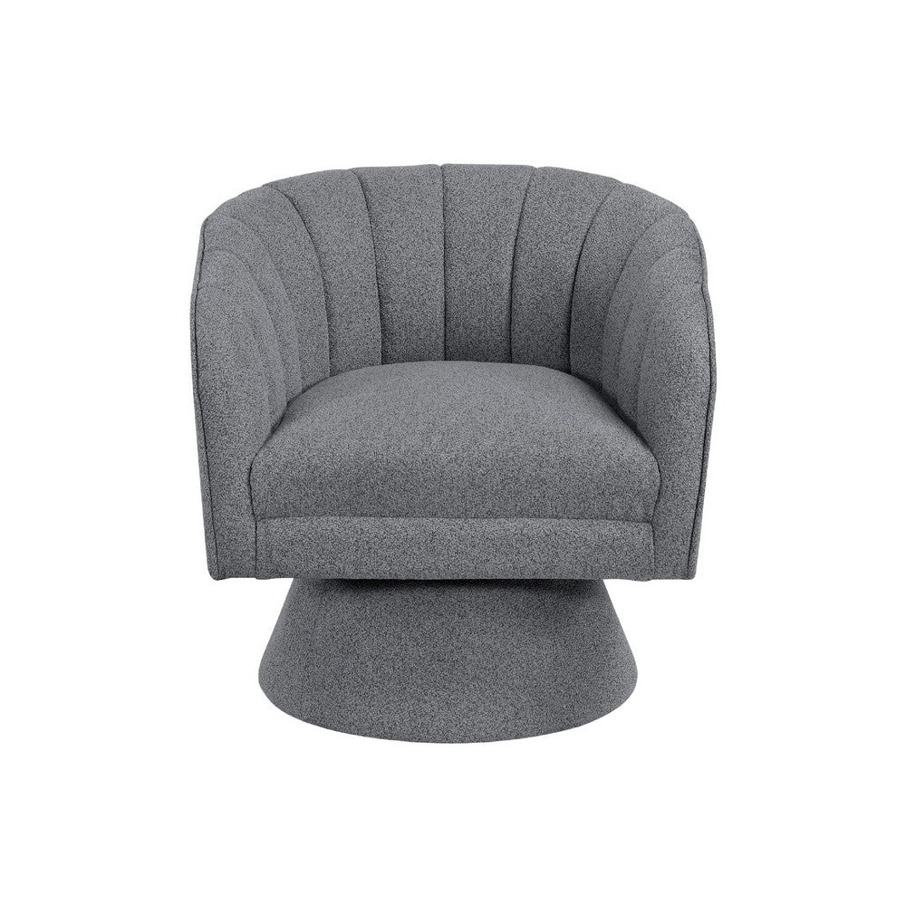 Shea Swivel Accent Chair, Dark Gray Boucle Fabric, Channel Stitched  - BM345405