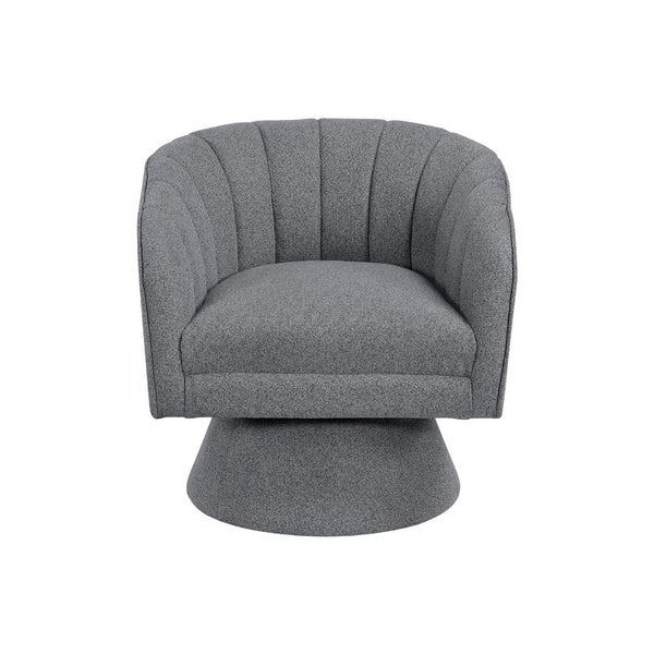 Shea Swivel Accent Chair, Dark Gray Boucle Fabric, Channel Stitched  - BM345405